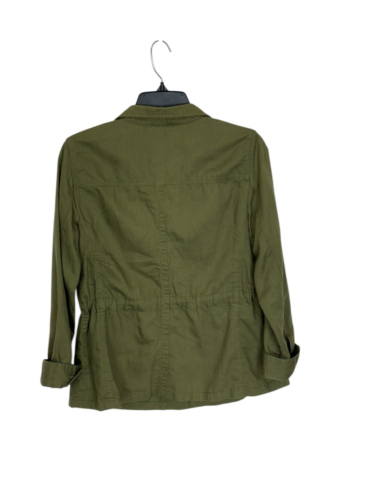 Talbots jacket sz Sp olive green military utilitarian safari cotton linen blend