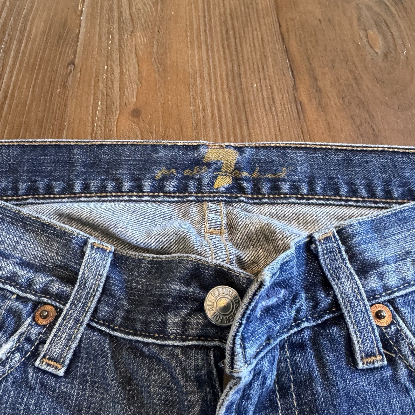 Y2K 7 For All Mankind Women’s Bootcut Jeans Distressed Stretch Blue Size 26 USA
