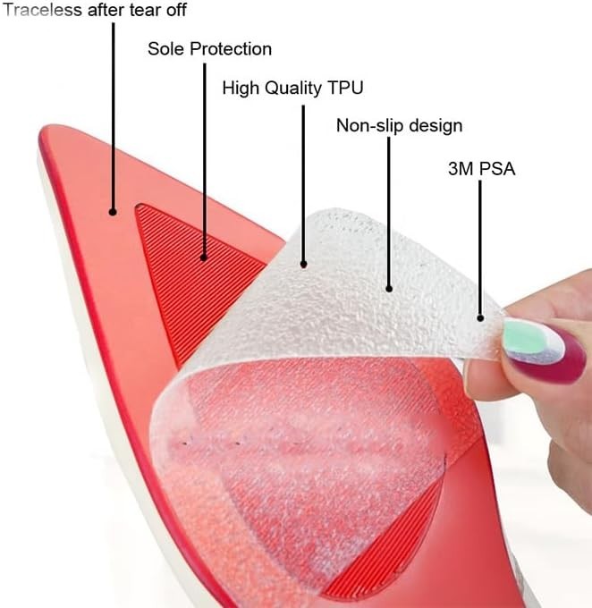 Sneaker Sole Protectors 4 Pack – Clear Self-Adhesive Shoe Sole Guard & Anti-Slip