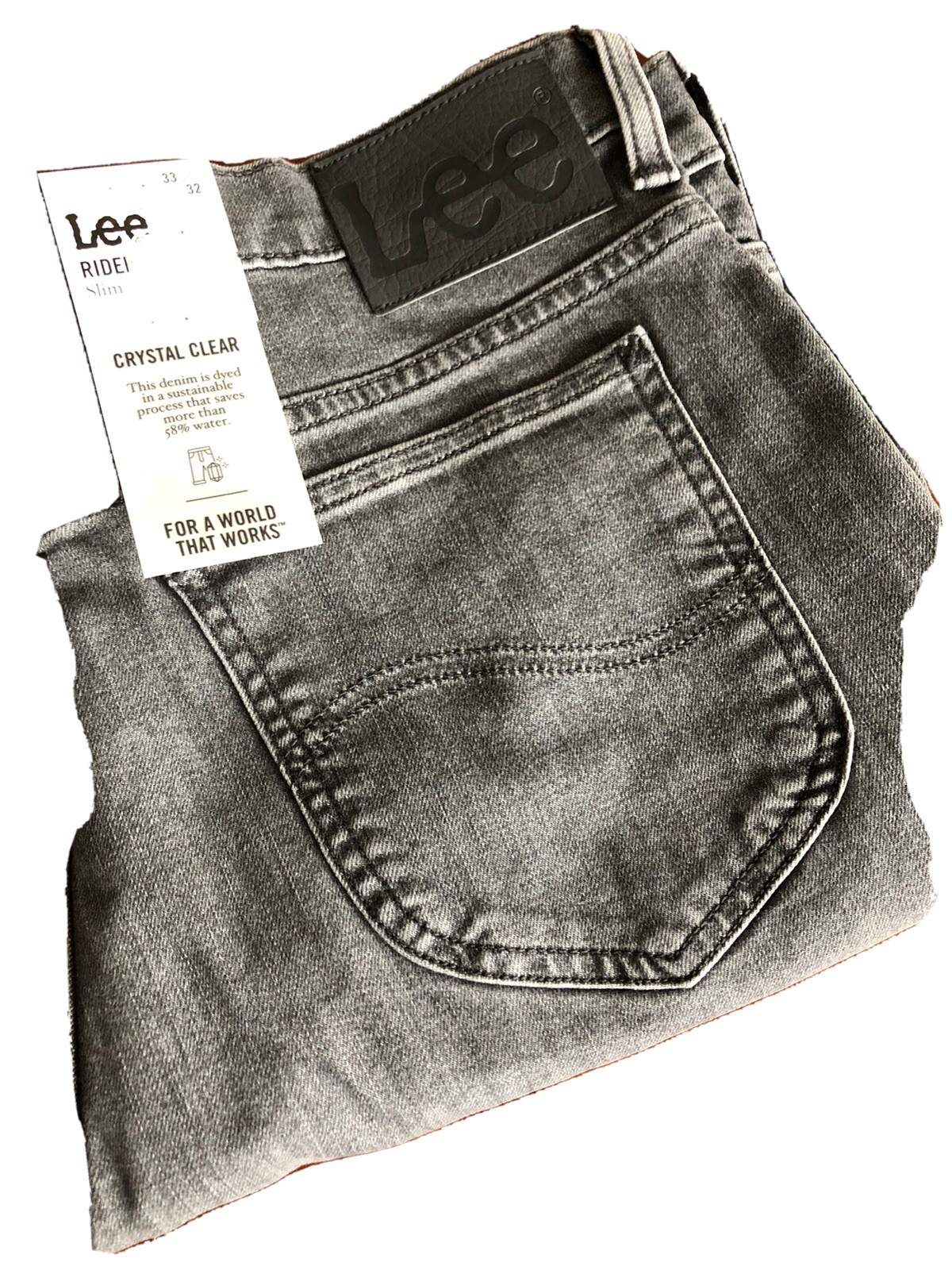 LEE Rider 33/32 Men Jeans Cotton Blend Stretch Slim Denim Washed (W33L32)$195