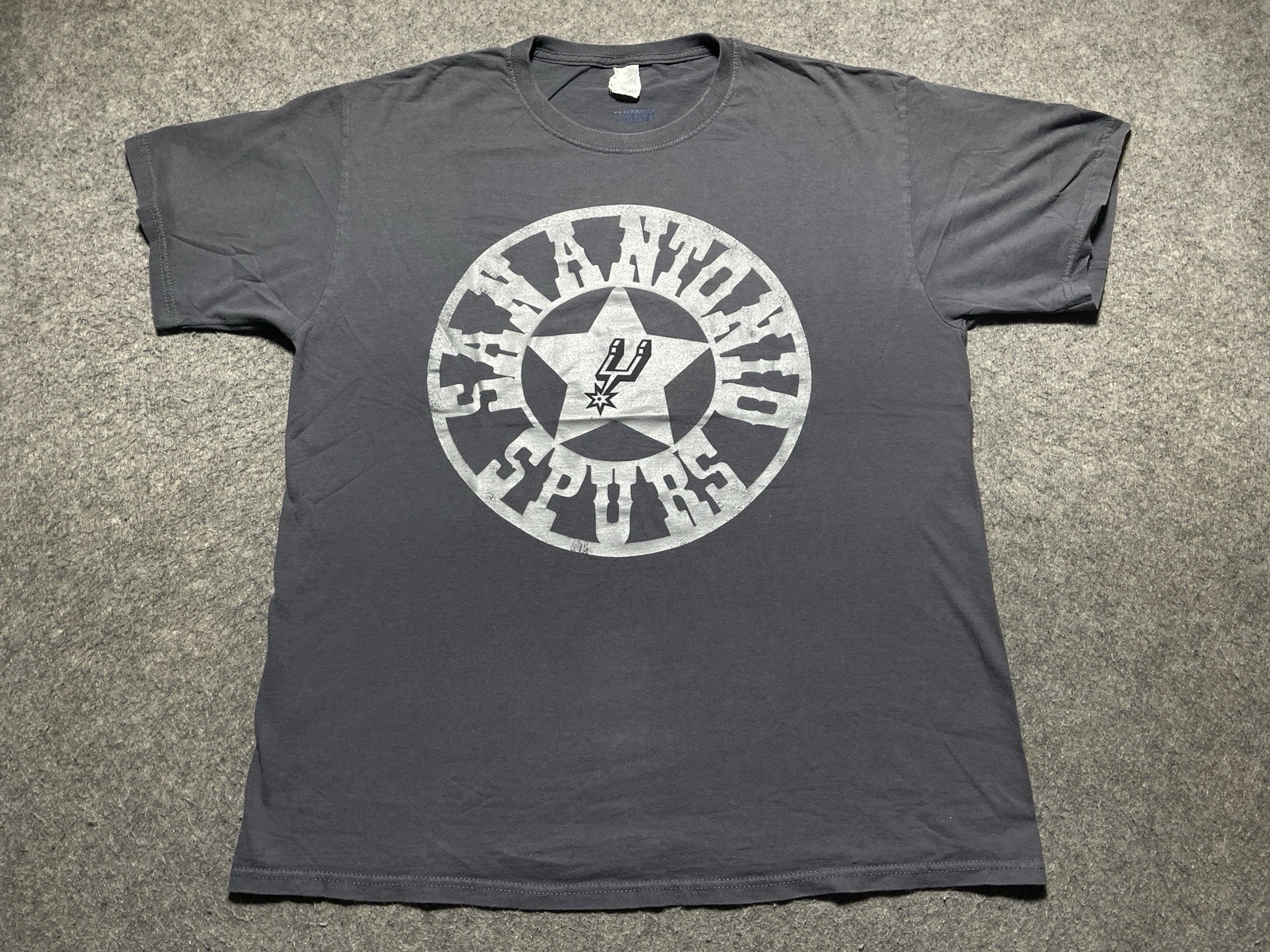 Gray San Antonio Go Spurs Go Logo NBA Basketball Champions Large Shirt