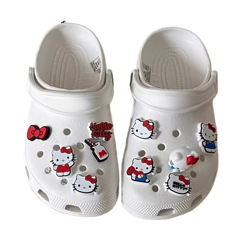 10Pcs/Set Hello Kitty Bowknot DIY Sandal Charms Sweet Cute Cartoon PVC Garden Sh