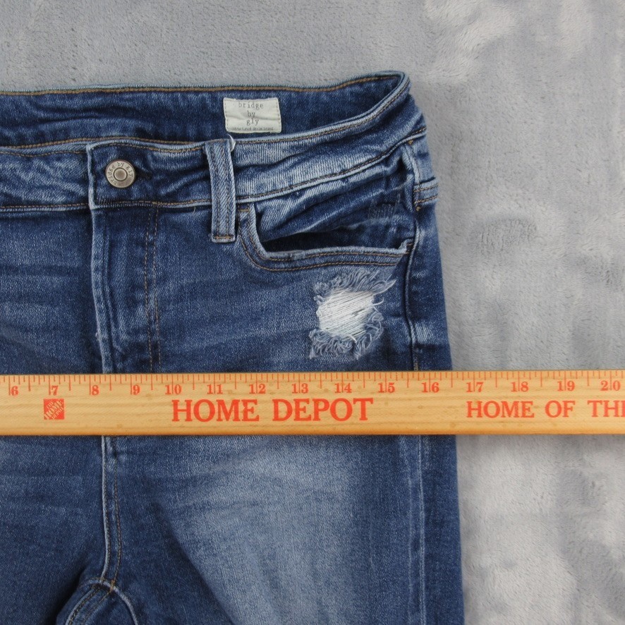 Bridge by GLY High Rise Skinny Jeans Blue Distressed Denim BG5487R Womens 30