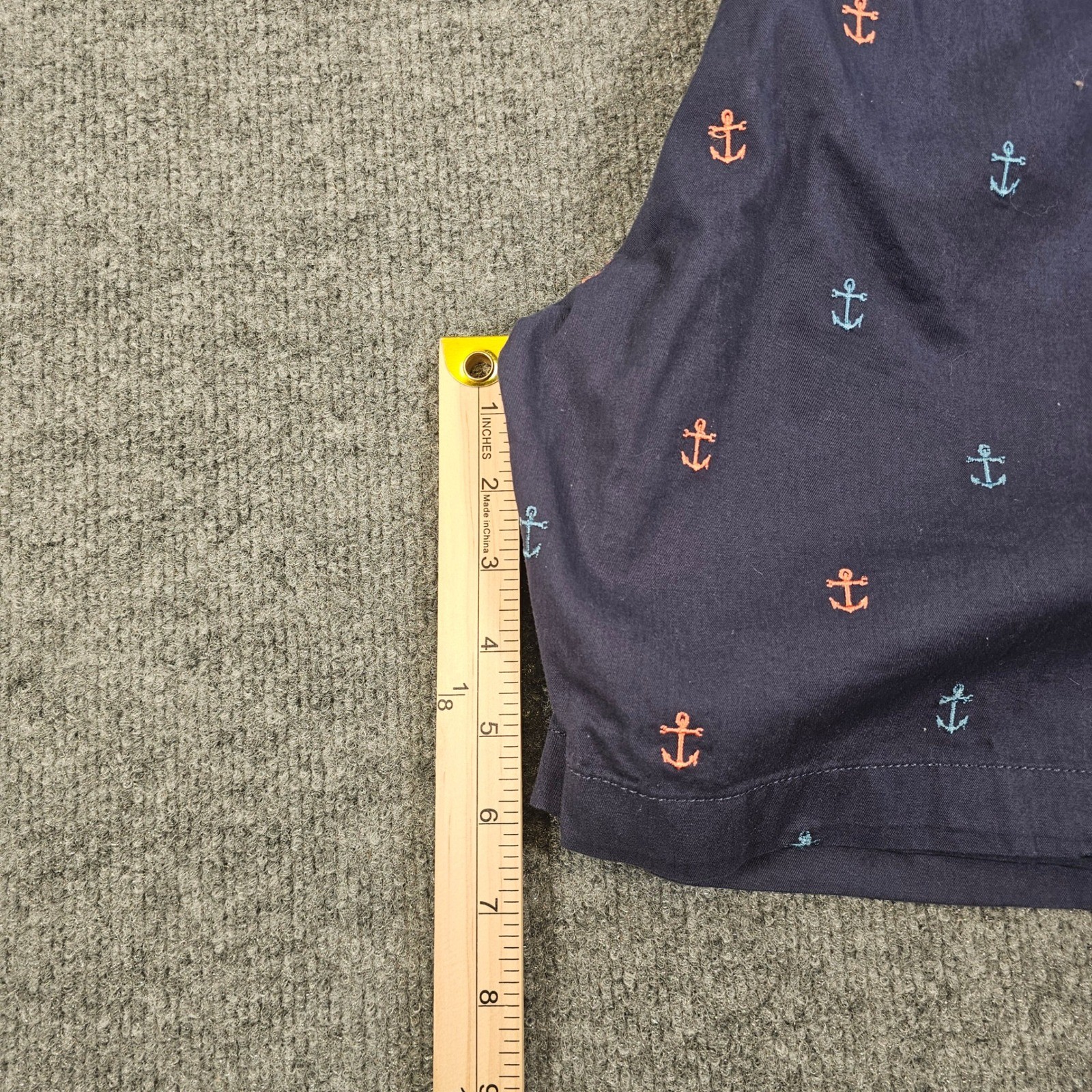 Dark Seas Division Mens XL Navy Anchor Embroidered Cotton Drawstring Shorts NWOT