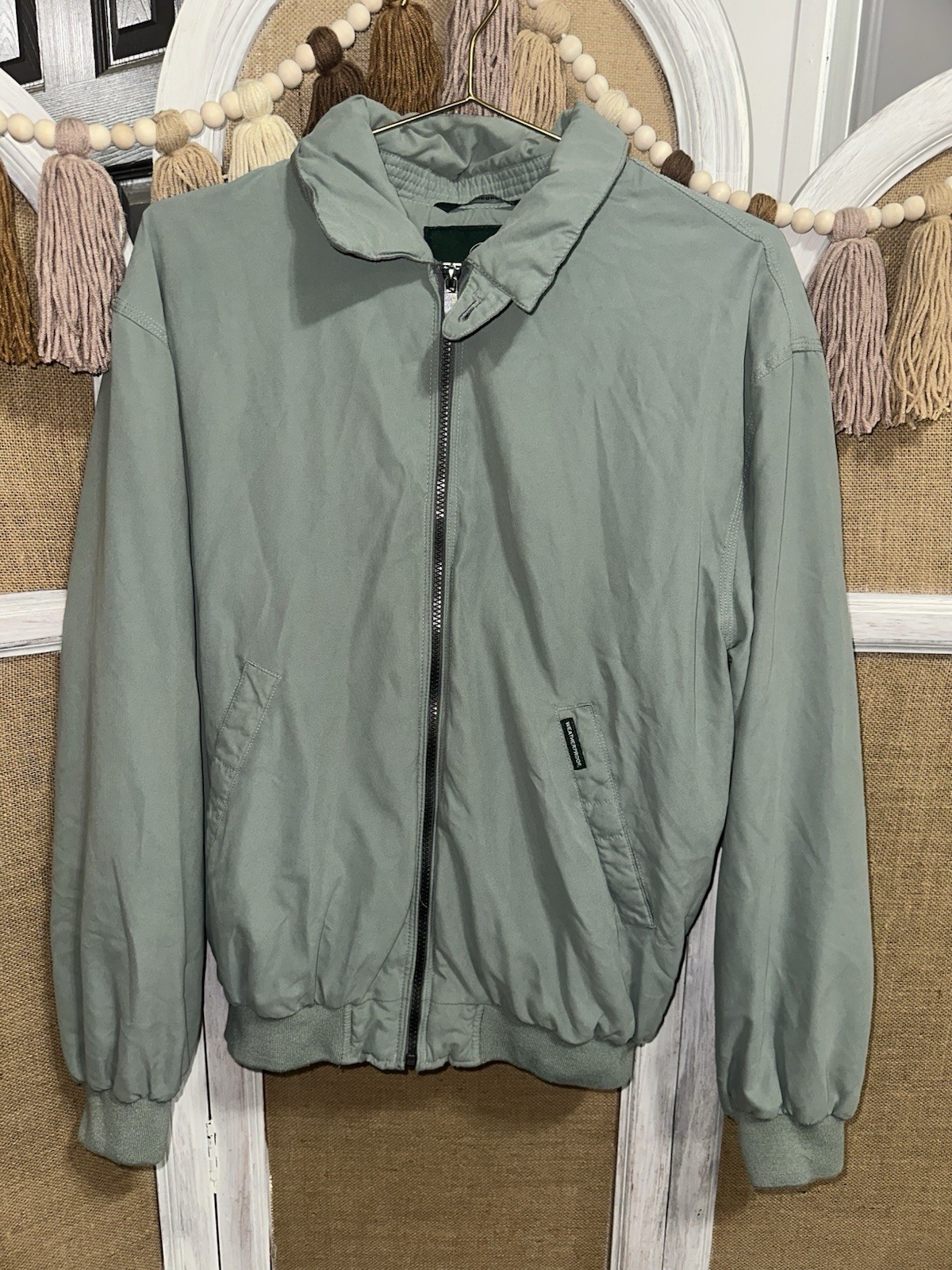 Weatherproof Men’s Green Bomber Jacket Full Zip Size Small