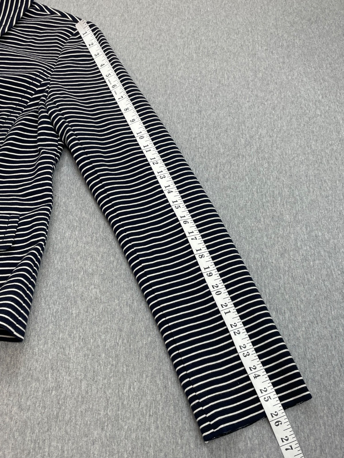 Talbots Jacket Womens 10 Black White Stripped Cotton Blend Stretch Knit Fabric