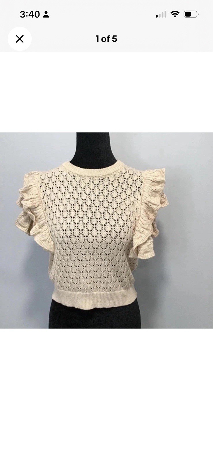 Beige ruffle LFD crochet top small