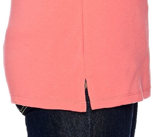 Quacker Factory Size 1X Lime Punch Sparkle Ruched Split V-Neck T-shirt