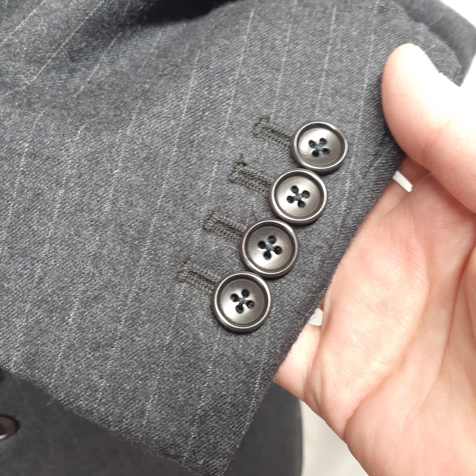 Coppley Suit 40 41 42 R 50/50 Wool Cashmere Flannel Gray Striped Dual Vents