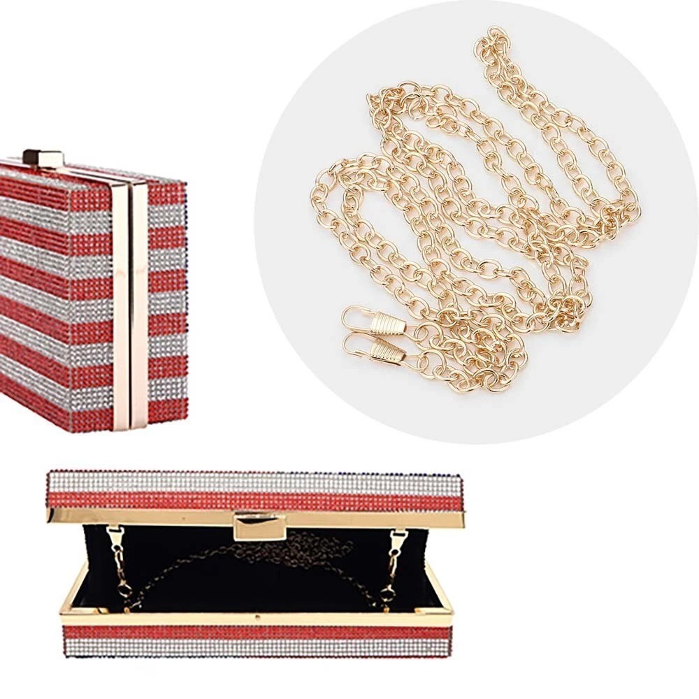 American Flag Rhinestone Evening Clutch Purse Crossbody Patriotic USA Handbag