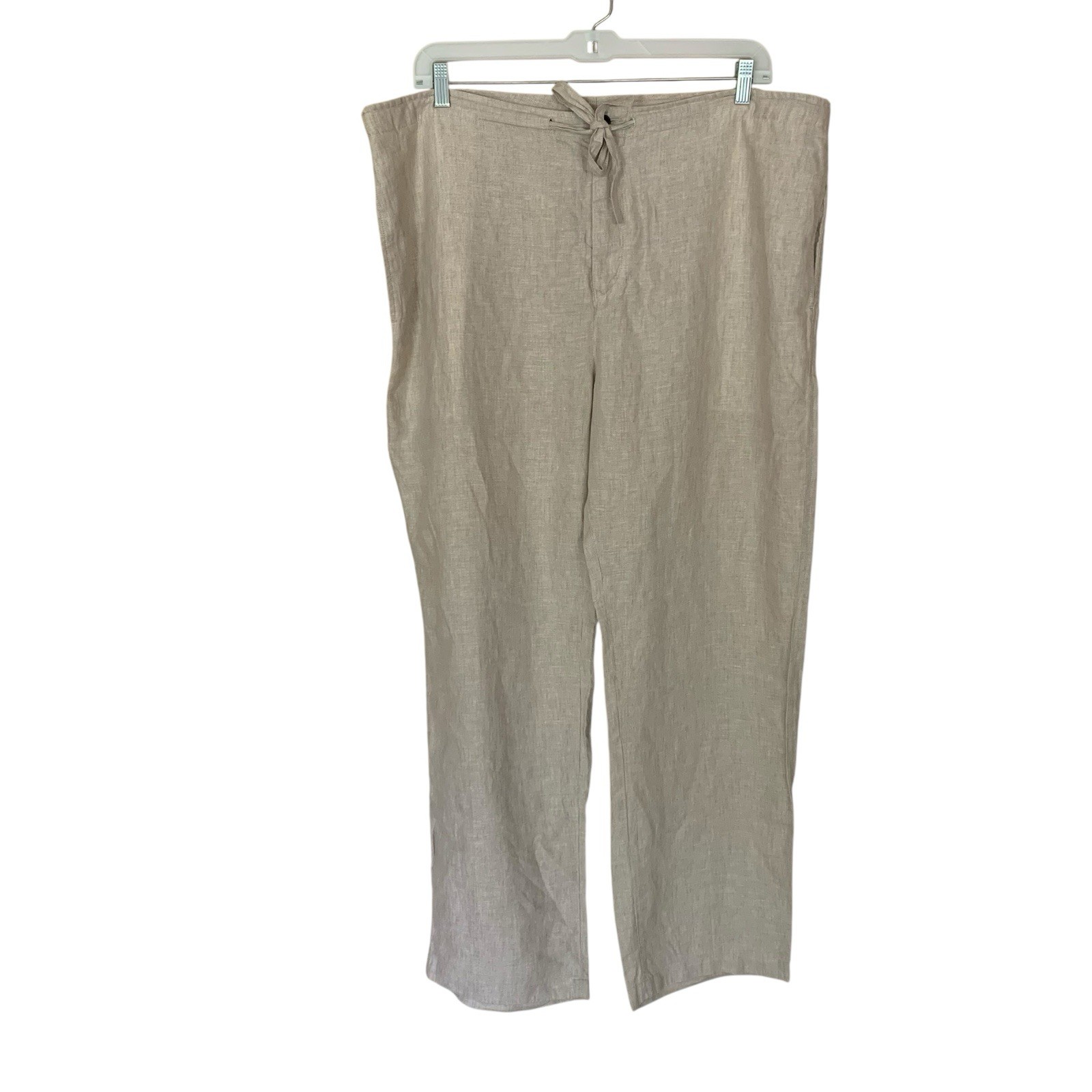 Nautica Explorer Men XL Beige Loose Fit 100% Linen Preppy Vacation Leisure Pants