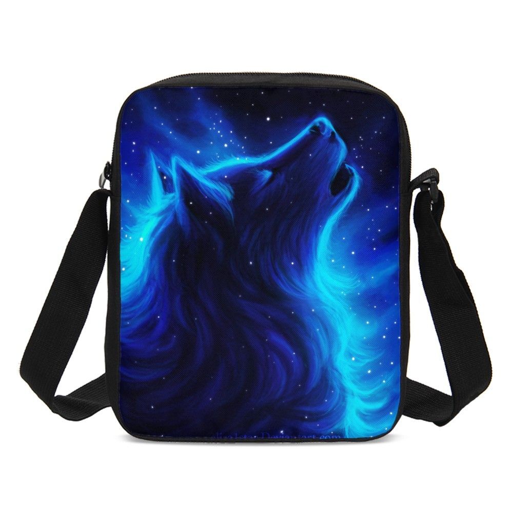 Cool Blue Wolf Kids School Backpacks Insulated Lunch Bag Pencil Case Value Lot