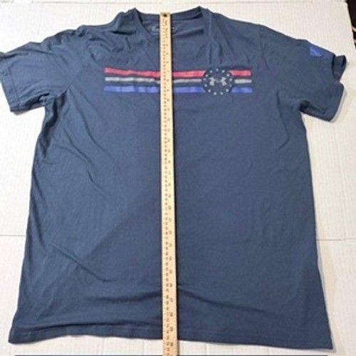 Under Armour Mens XXL HeatGear USA Graphic T-Shirt Navy Blue Loose Fit Tee