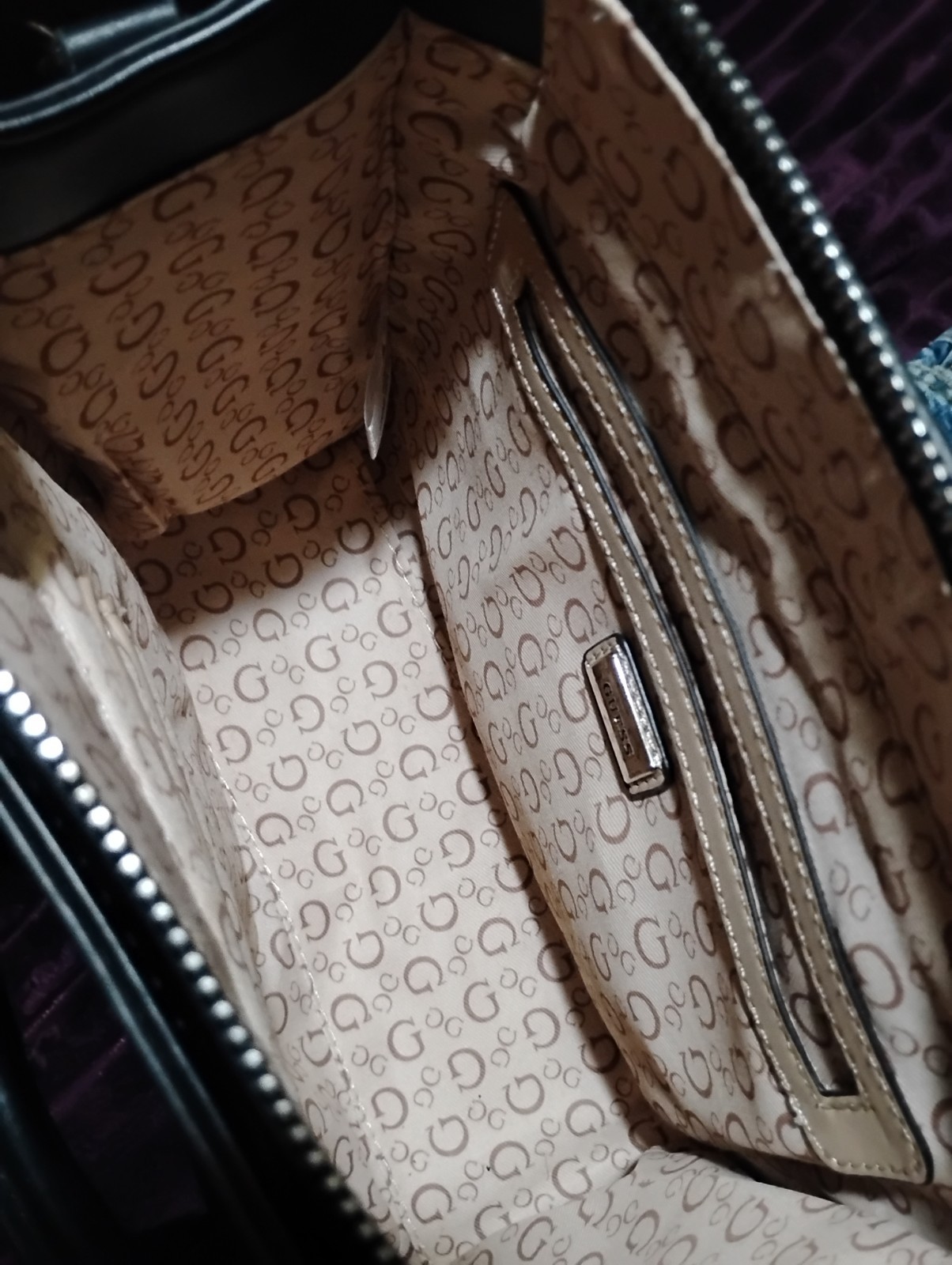 GUESS Black Logo Satchel Top Handle Bag w/ Detachable Strap + Coin Purse