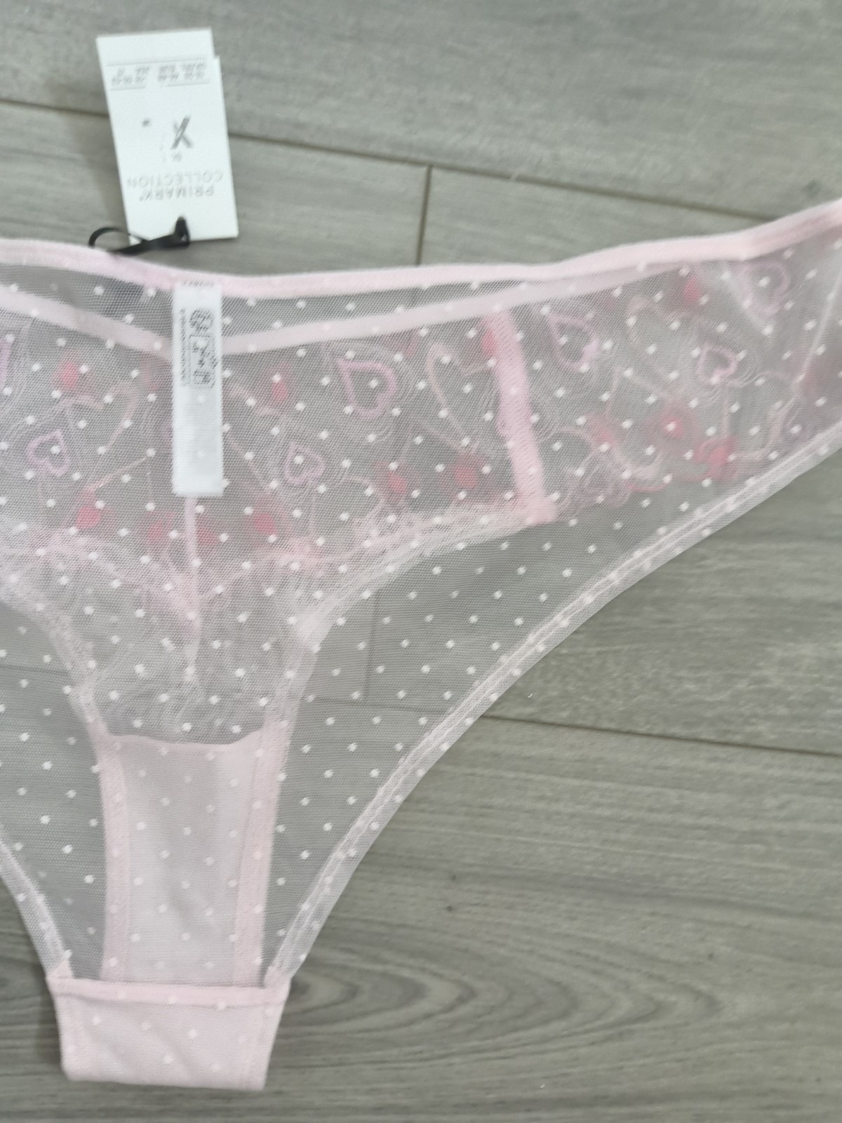 BNWT Primark Collection Extra Sheer Pink Embroidered Lace Trim Briefs Size 22-24