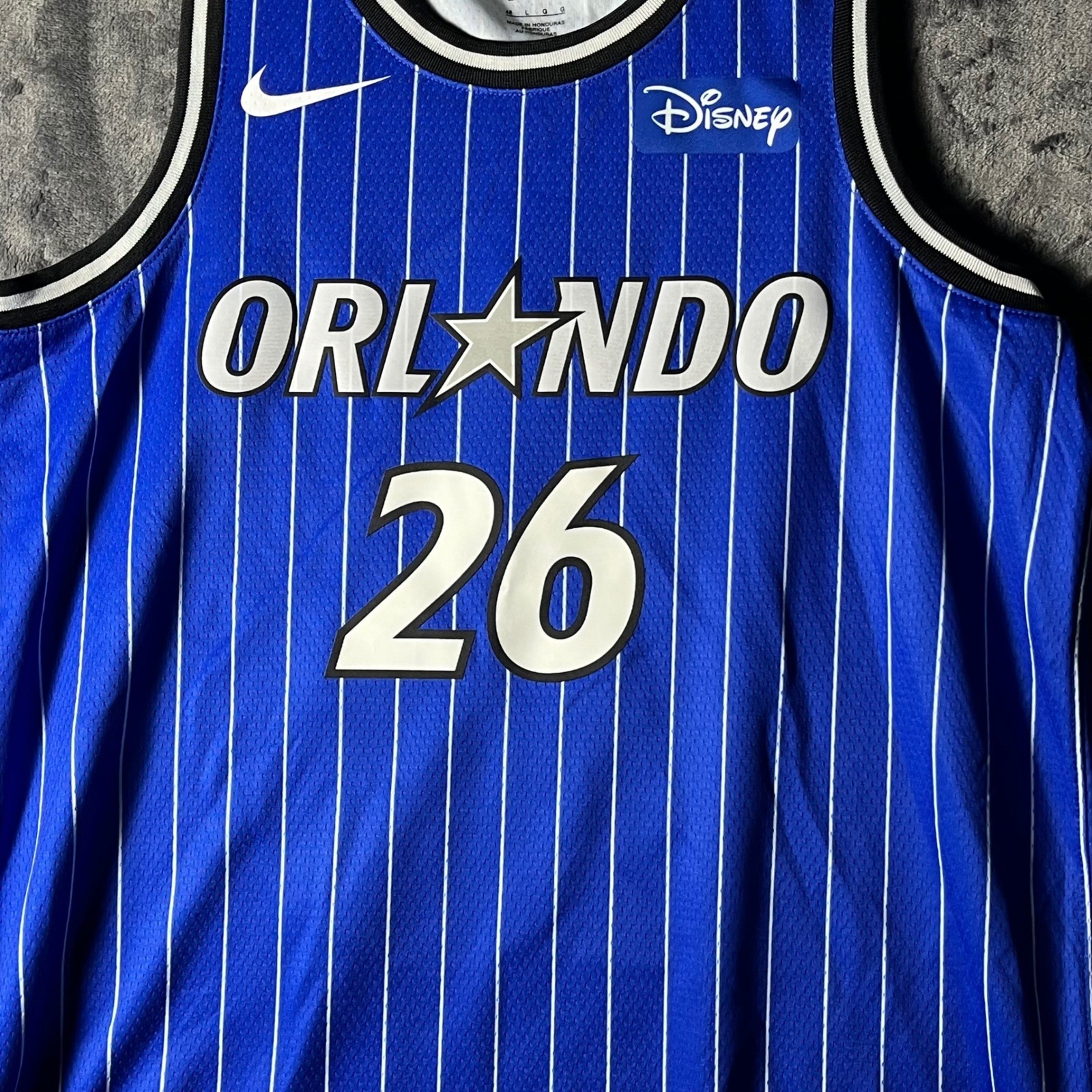 Nike Orlando Magic Swingman Jersey Large 48 Disney Sponsor Patch Blue Custom 26