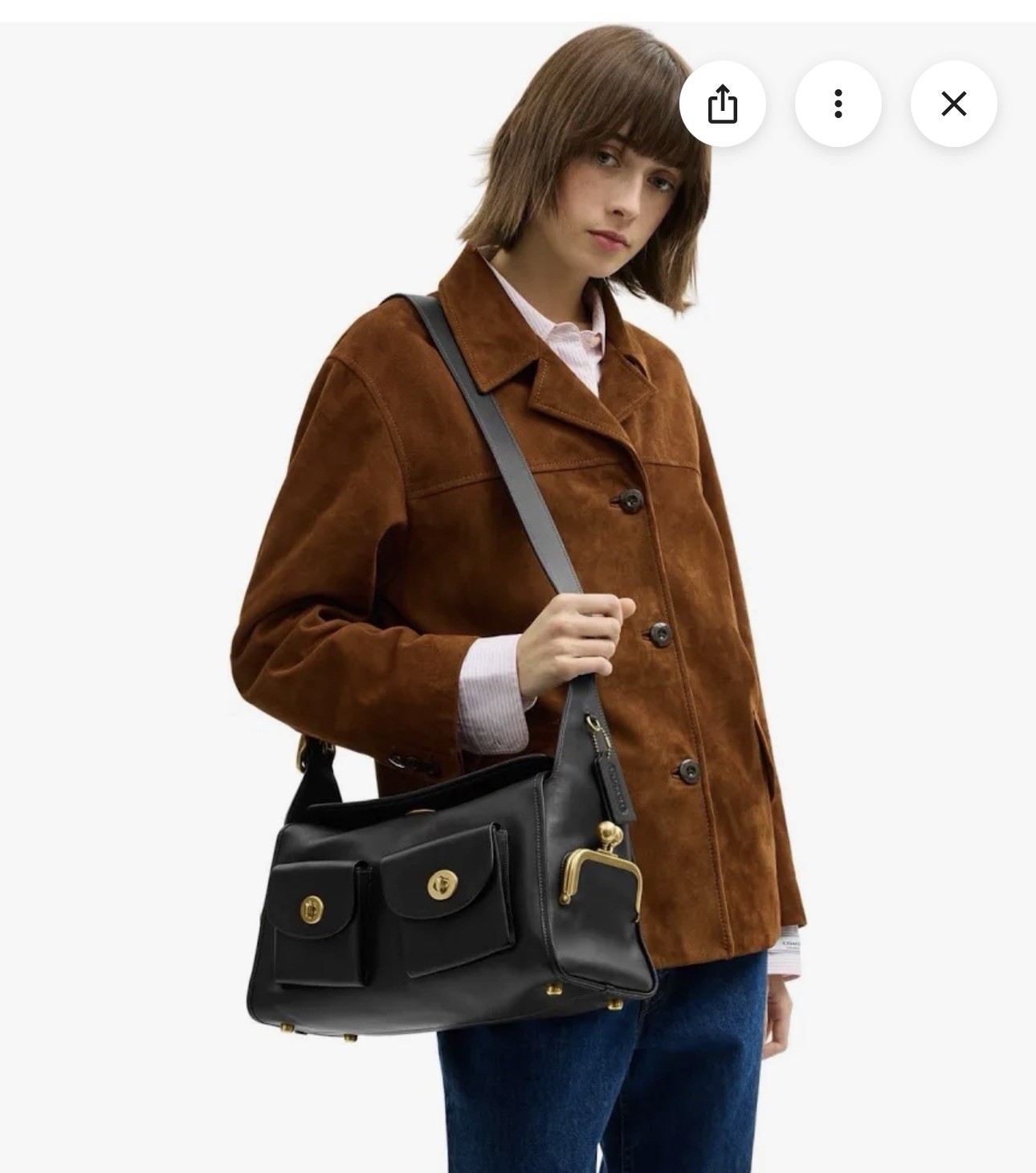 Sold out Coach Haversack Black Shoulder Bag with Turn lock Buckle Accent