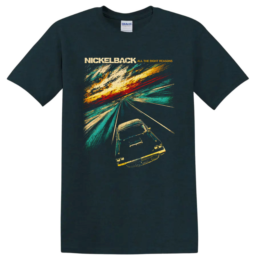 Nickelback All The Right Reasons Road Car Rock Band Graphic Vintage T Shirt Tee