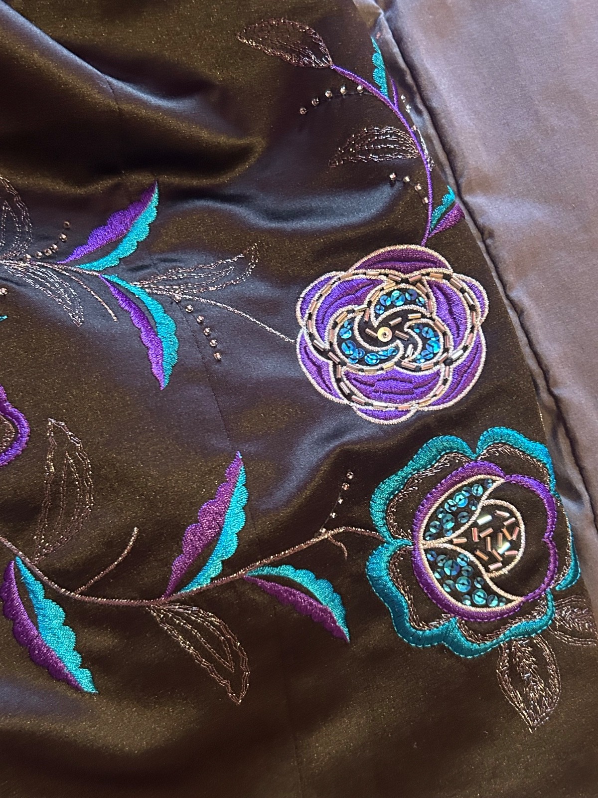 Debut Debenhams Women’s 12 Floral Black Satin Dress
