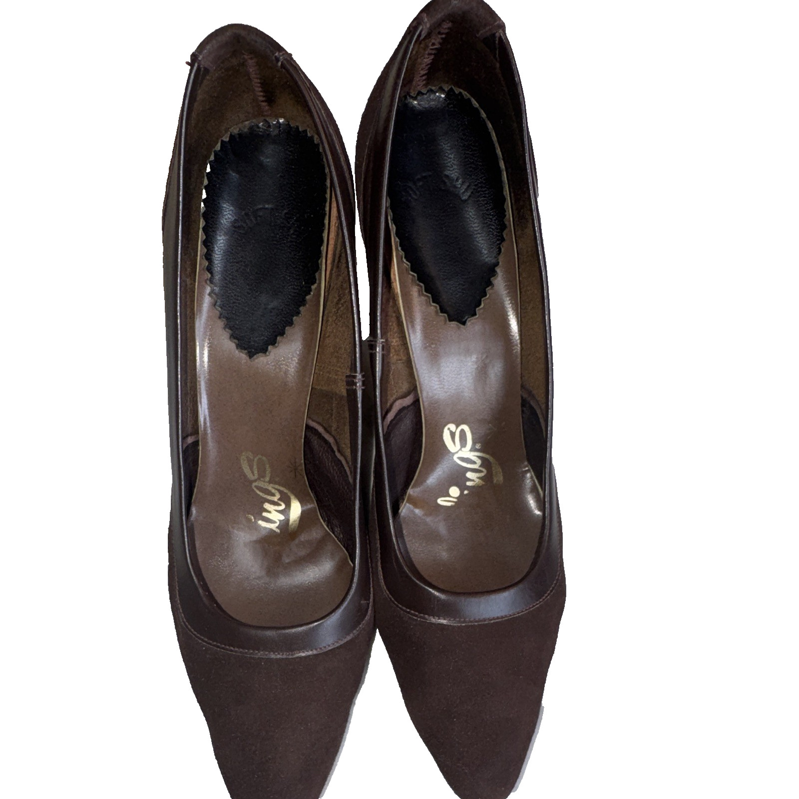 Sling Womens Pumps Heels 6 Brown Suede Pointed Toe Slip On Solid
