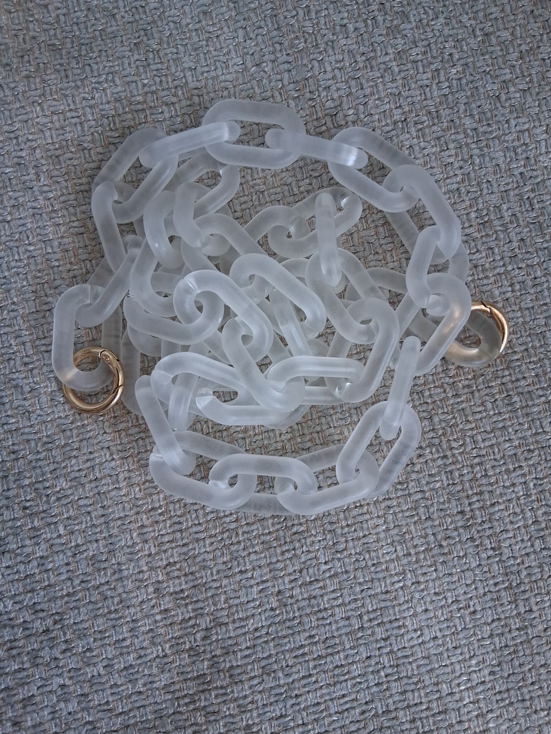 Large Chain Matte Clear Acrylic Handbag Strap Gold Tone Clasp Replace. 21″ Drop