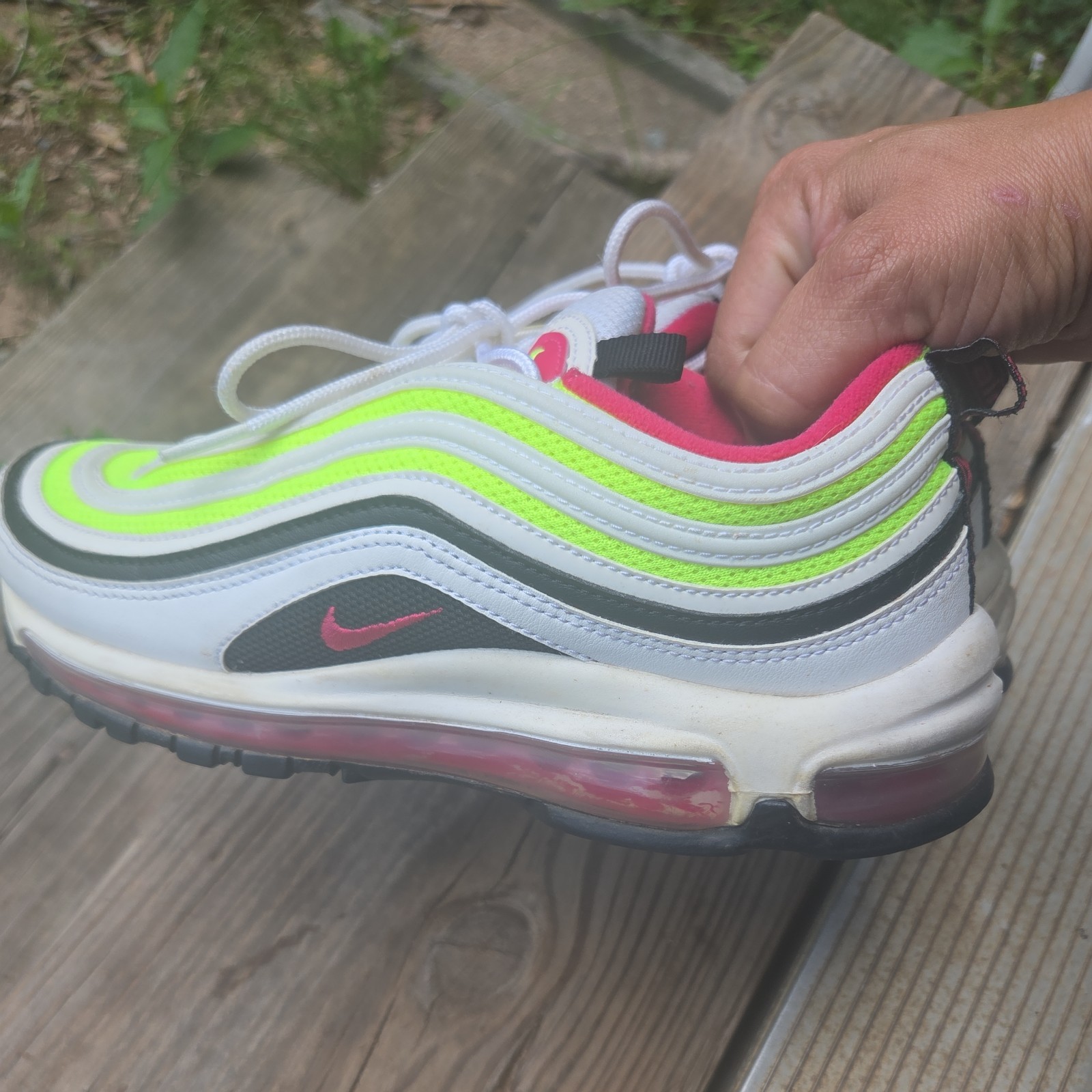 Nike Air Max 97 Men’s Size 7.5 Sneakers Volt Green Pink