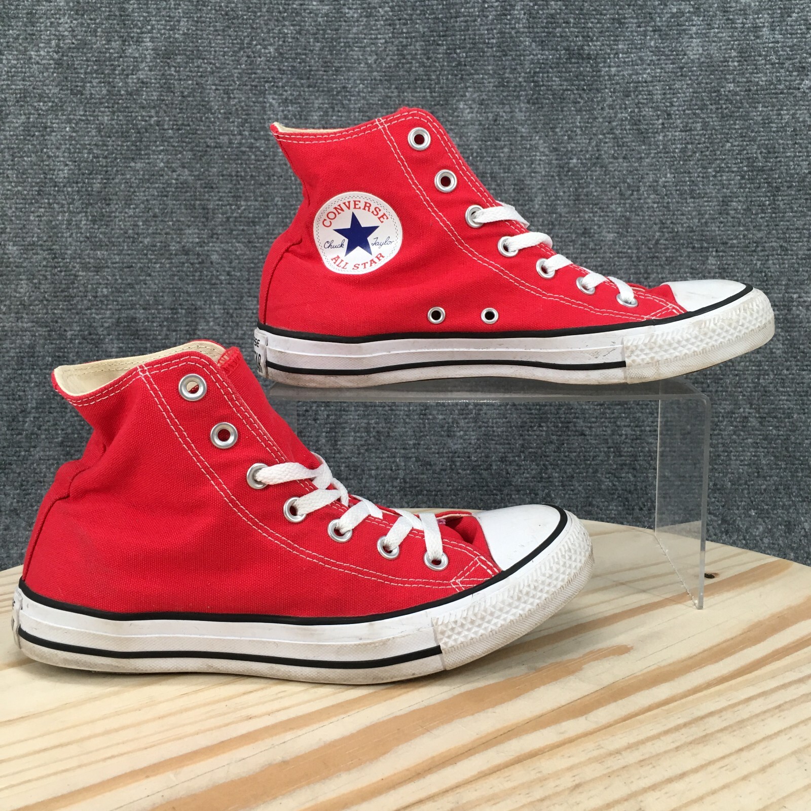 Converge Shoes Womens 8 CTAS Cap Toe Hi Top Sneakers W9621 Red Canvas Lace Up