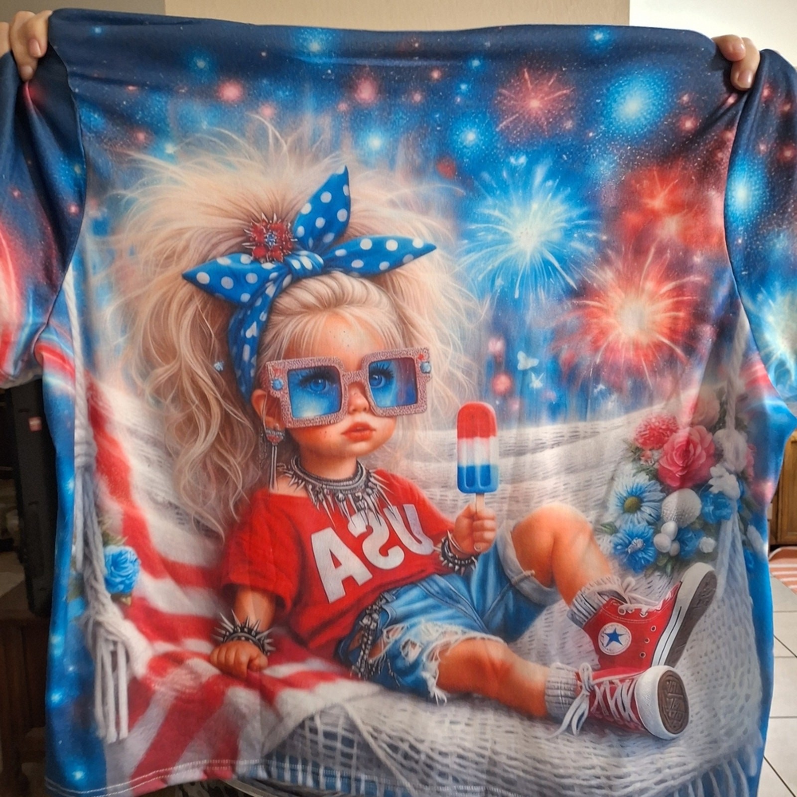 Plus Sz5X 4th of July Tee Patriotic Graphic Short Sleeve