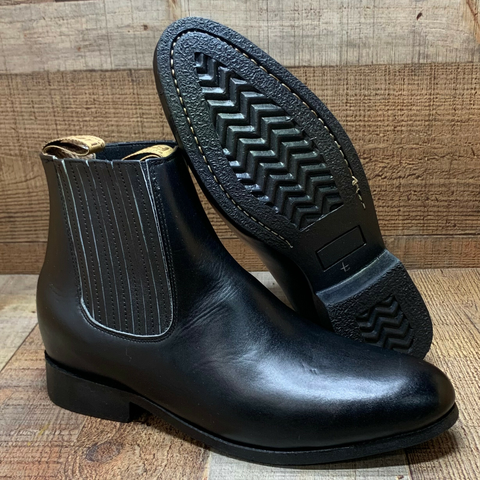 Men Charro Botin Vaquero Redondo Napa Western Cowboy Half boot Chelsea Round Toe