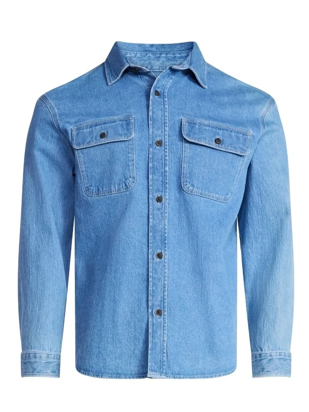 Free Assembly Men’s Heavyweight Denim Overshirt with Long Sleeves