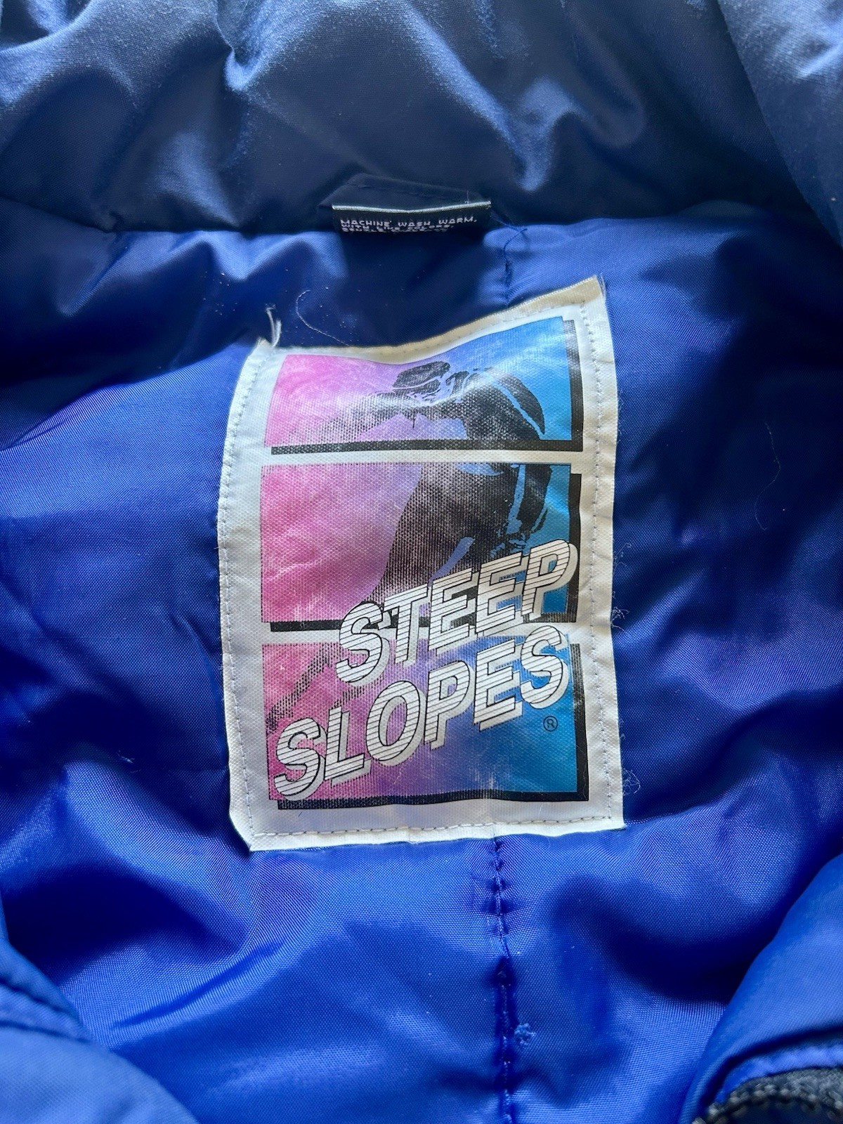 VTG 90’s Steep Slopes Men’s Colorblock Blu/Blk Ski Jacket Full Zip Puffer