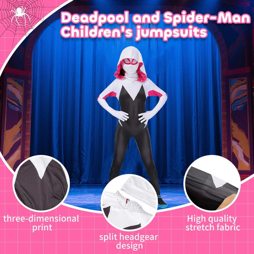 Into the Spider-Verse Gwen Stacy Jumpsuit Costume Girl Women Spiderman Jumpsuit