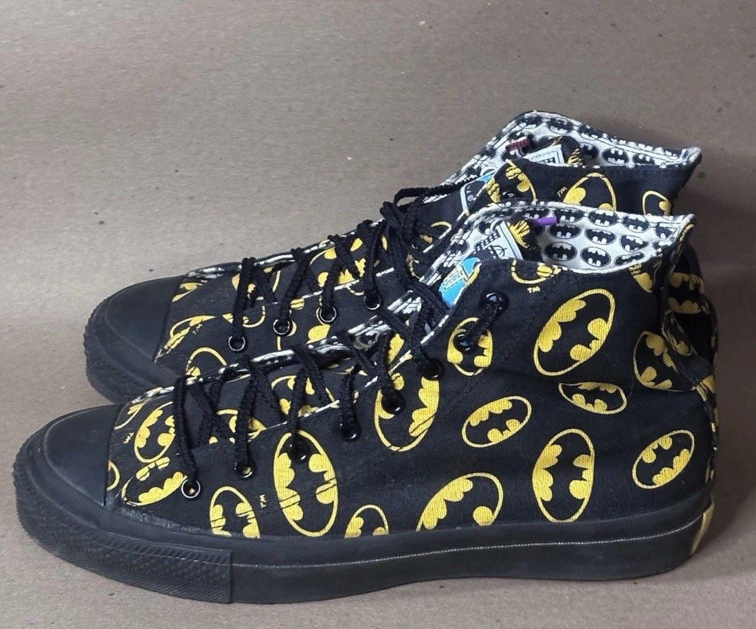 Converse Batman Collection Canvas Hi-Cut Sneakers Mens Size 9.5 Black Yellow