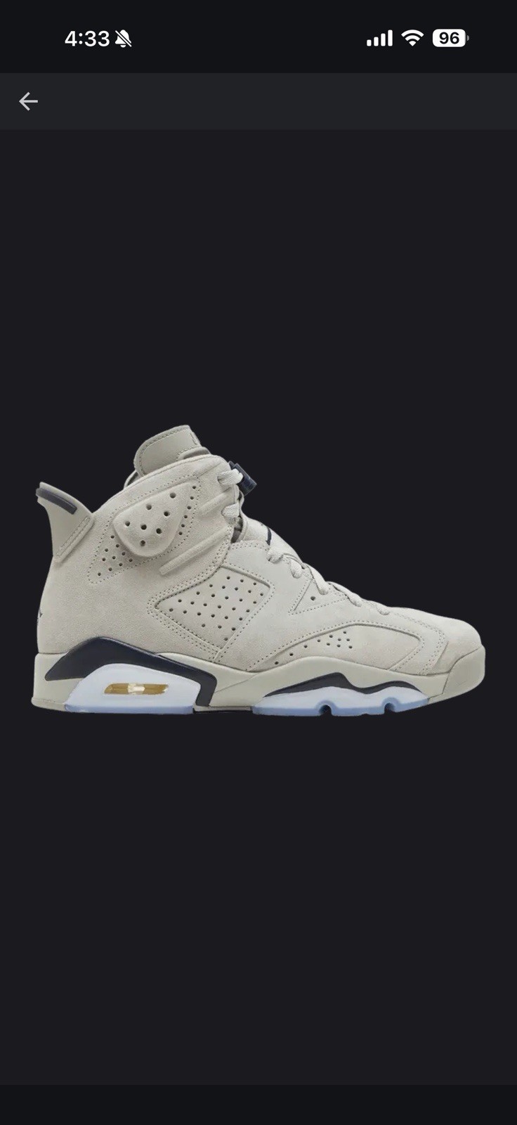 Jordan Air Jordan 6 Men’s Gray High Top Lace-Up Athletic Sneaker New w/ Box