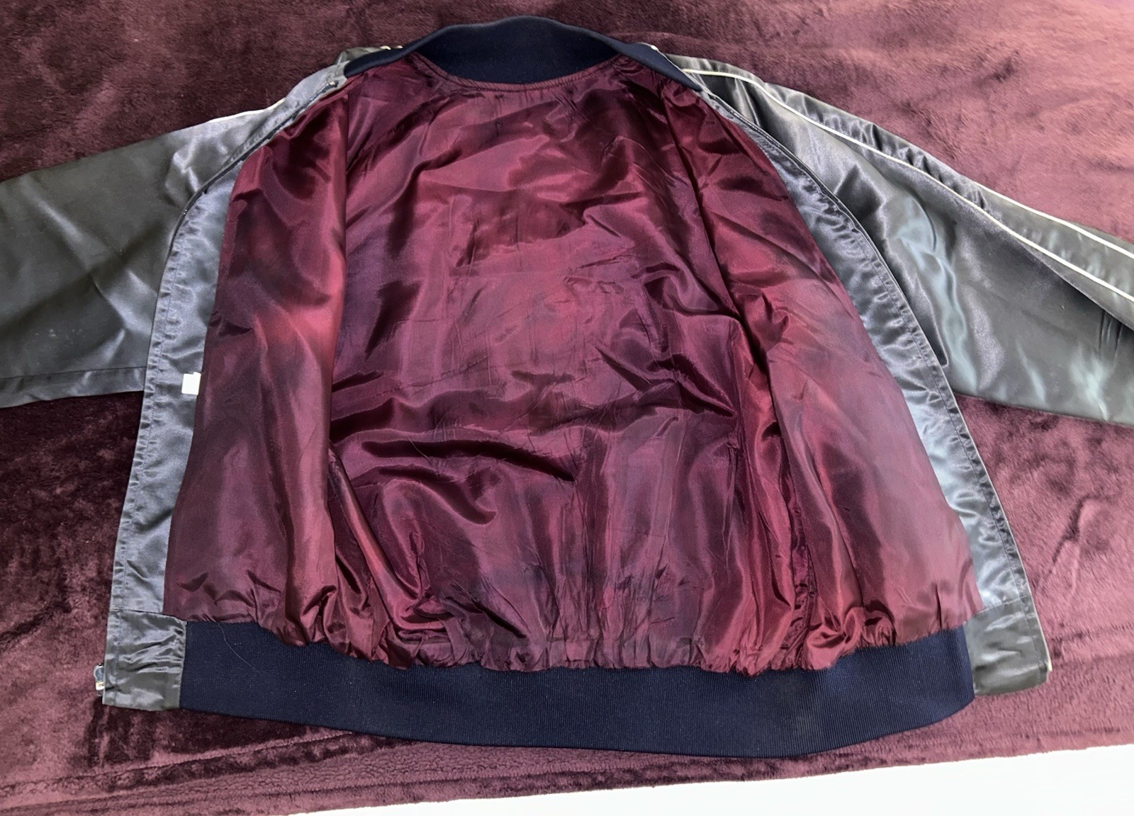 VTG 70s 80s Mercedes Benz Satin Bomber/Racing Jacket-Read-L(Fit M/L)Embroidered