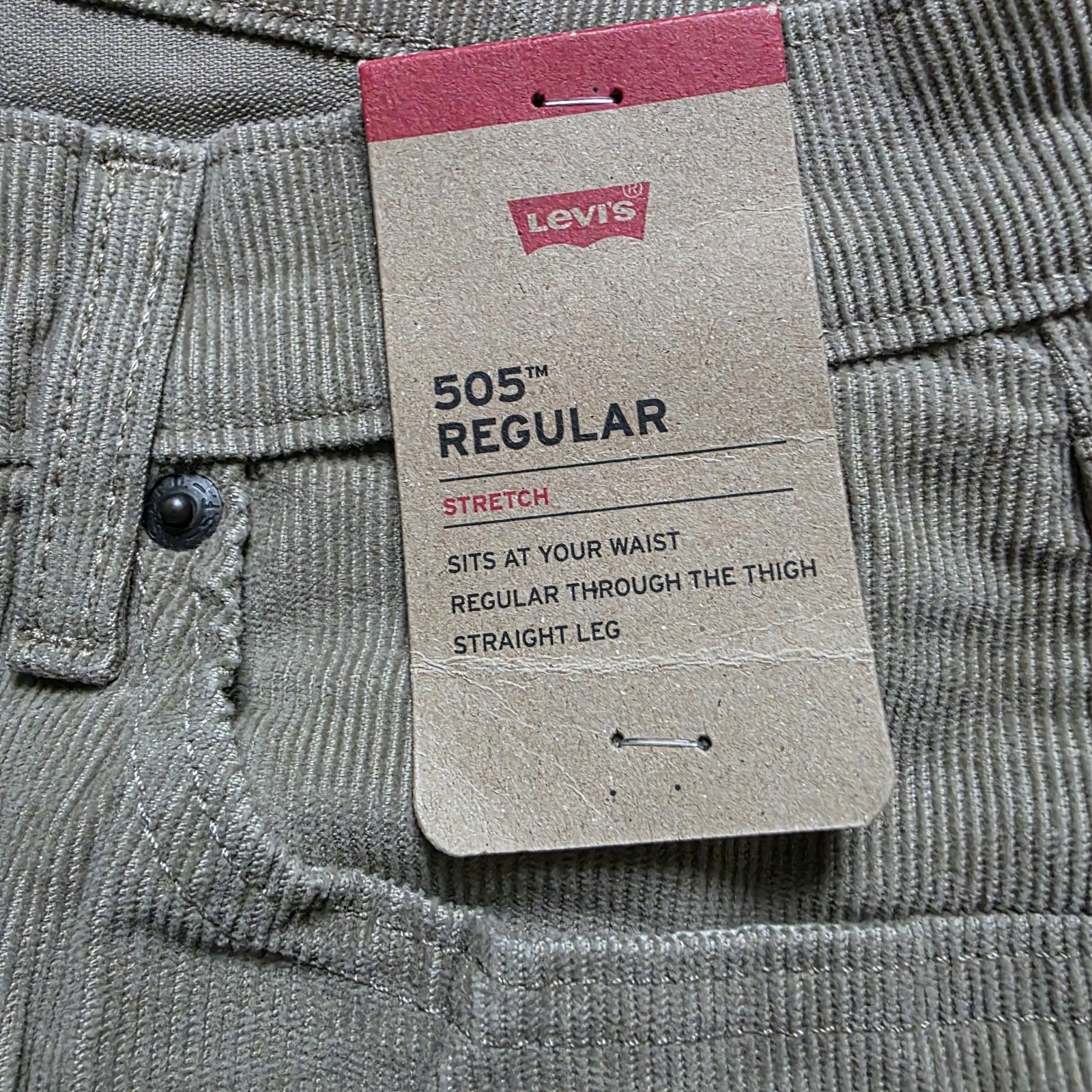 Levi’s Men’s 505 Regular Fit Jeans Timberwolf Corduroy 30W x 30L New With Tags