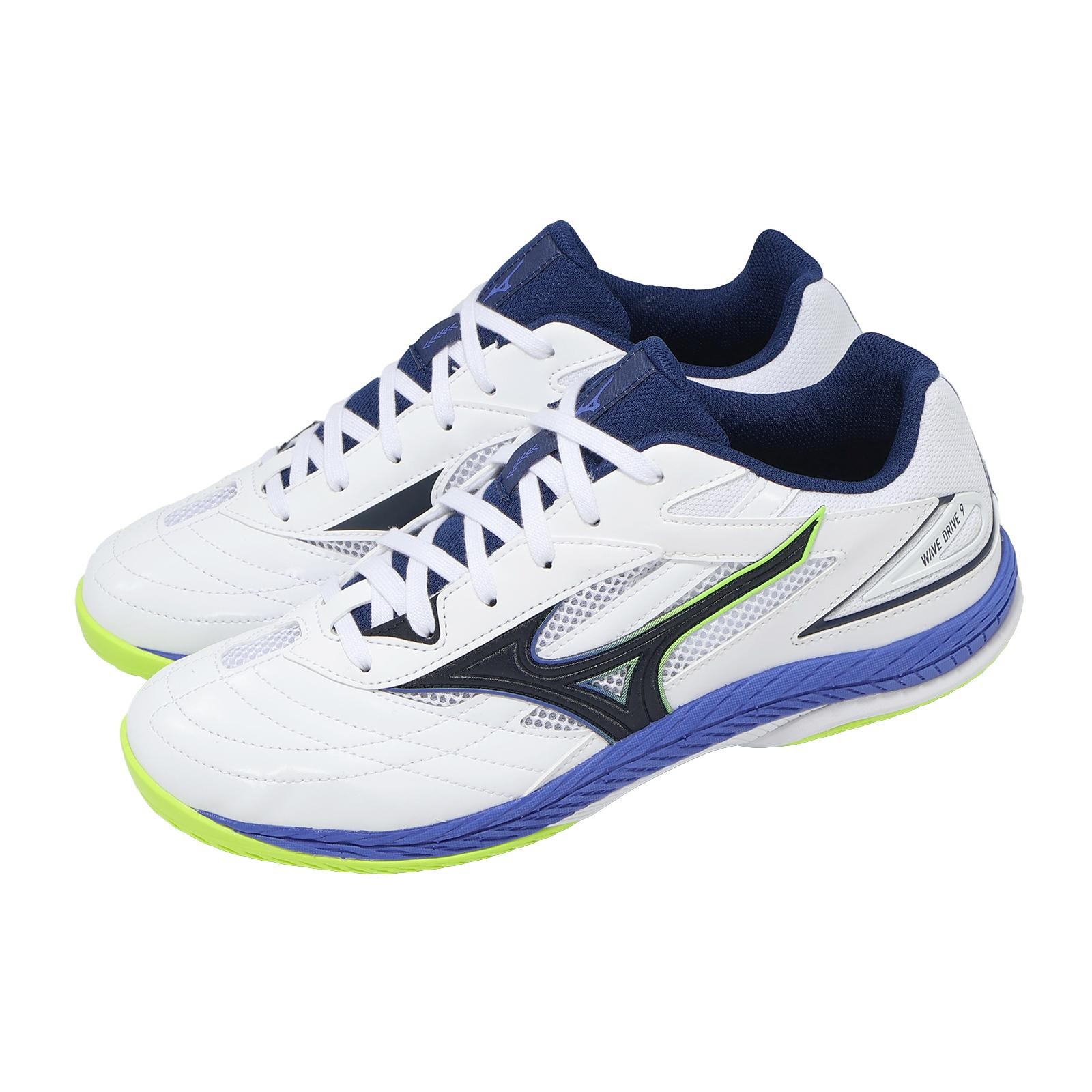 Mizuno Wave Drive 9 White Black Blue Men Unisex Table Tennis Shoes 81GA2205-61