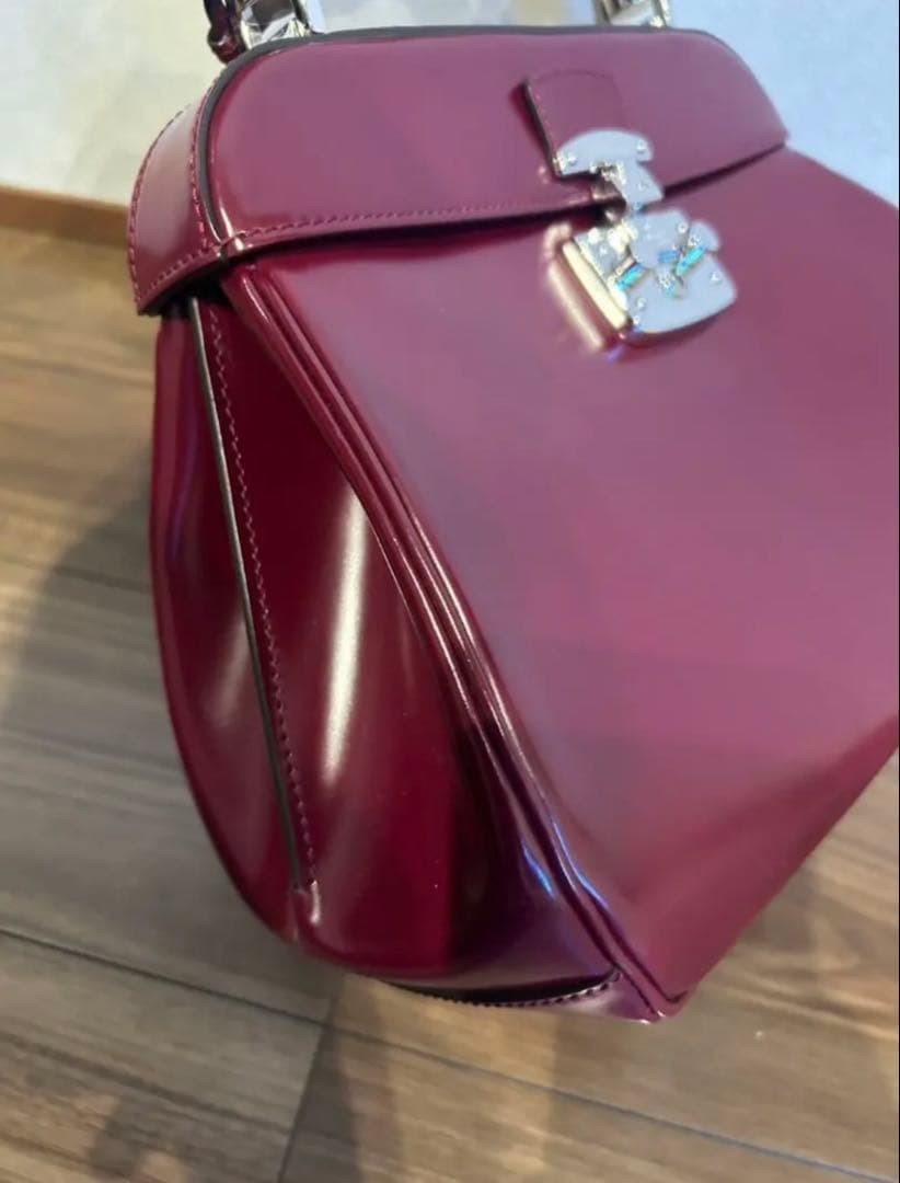 New GUCCI Bamboo Handbag Leather Bordeaux Wine Red Gift Present 0611b