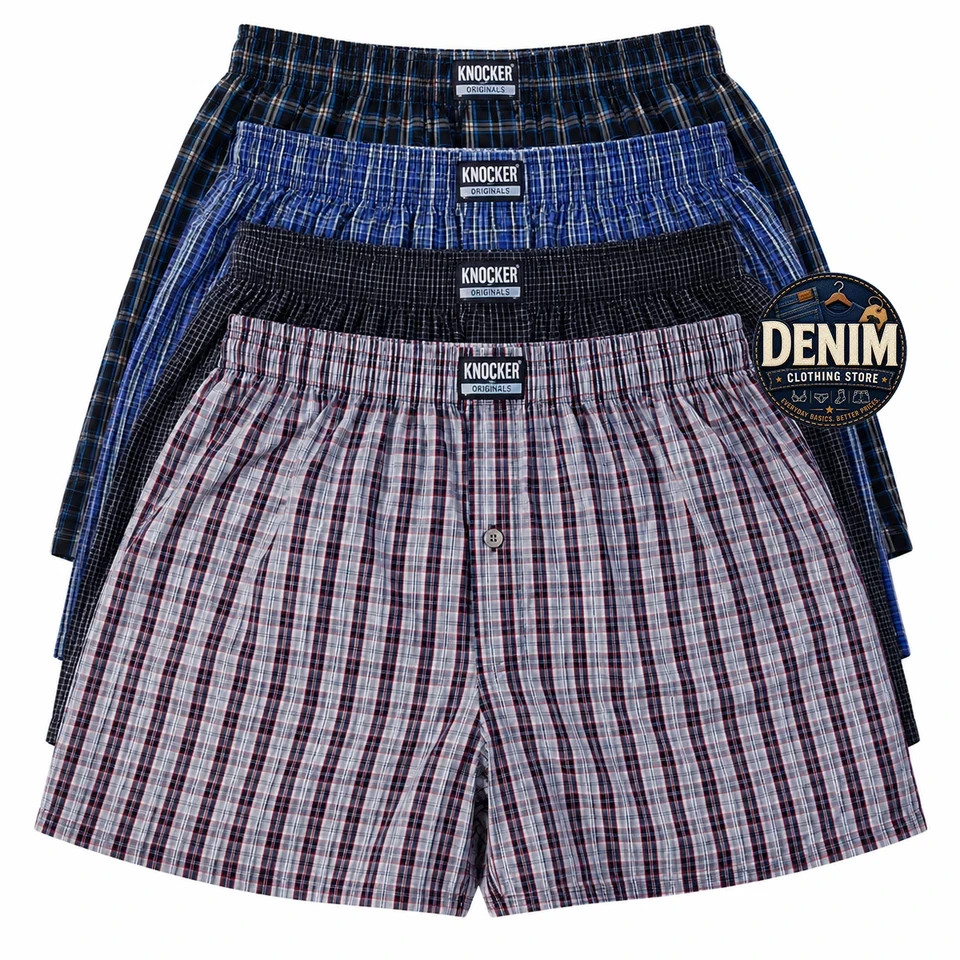 3 6 12 Pack Lot Men’s Premium Boxer Underwear Plaid Shorts Briefs Trunk Cotton
