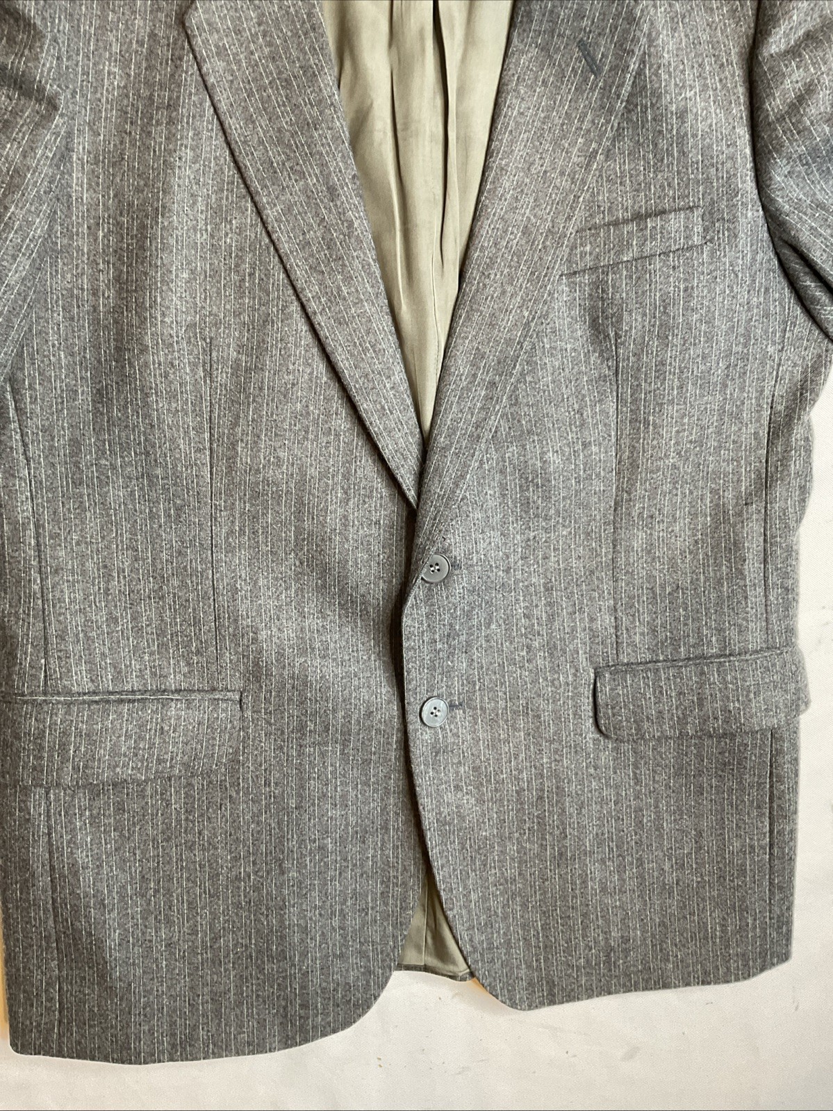 Selfridges Blazer Hugo James Size 44 S Gray Pinstriped Wool Made In England