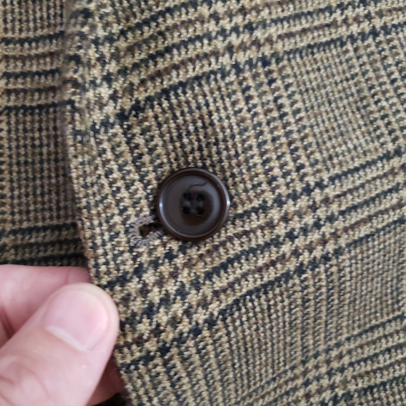 gianfranco italy collection hounds tooth blazer mens 44 r 100% lambs wool brown