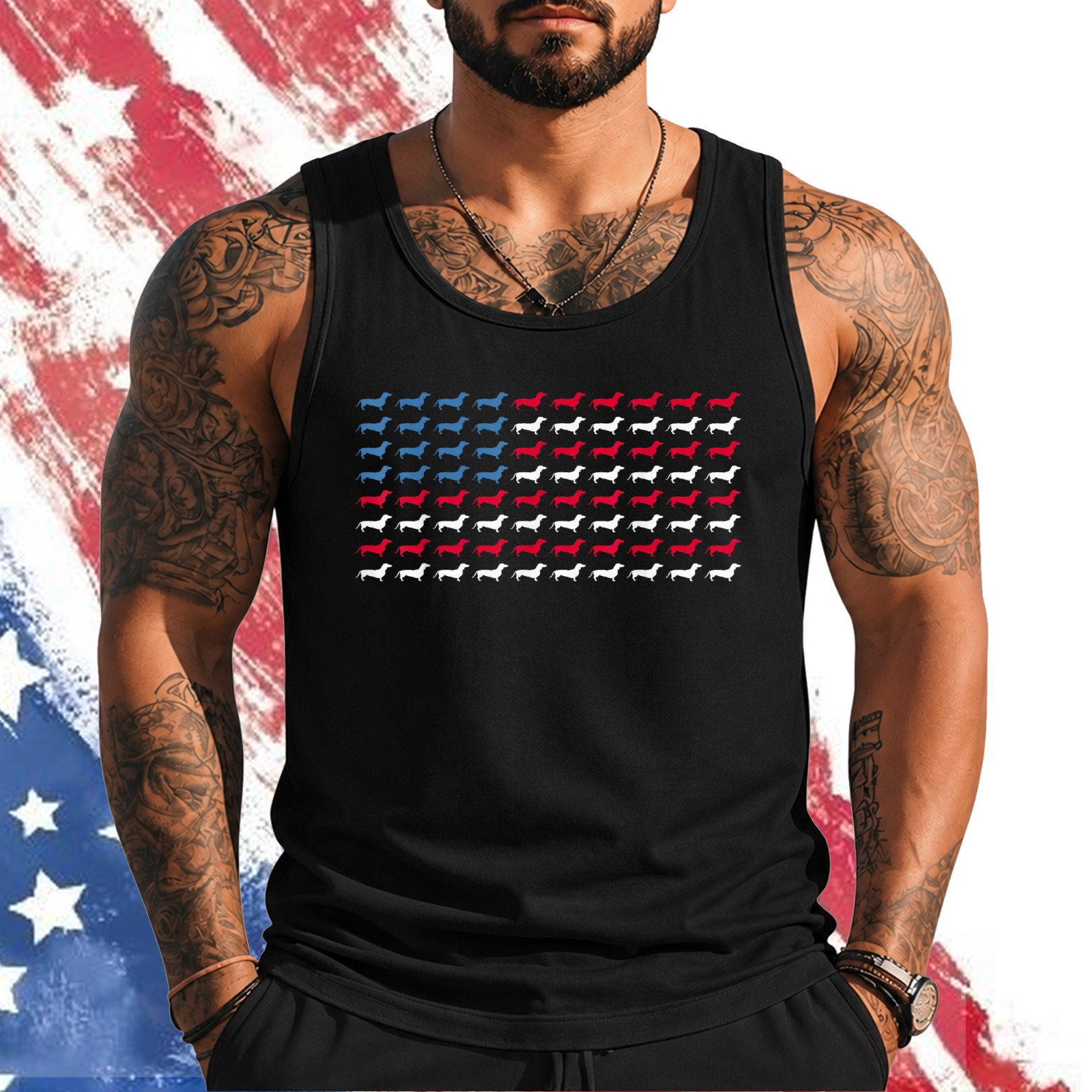Dachshund Patriotic American Flag Dachshund 4th of July Tank top