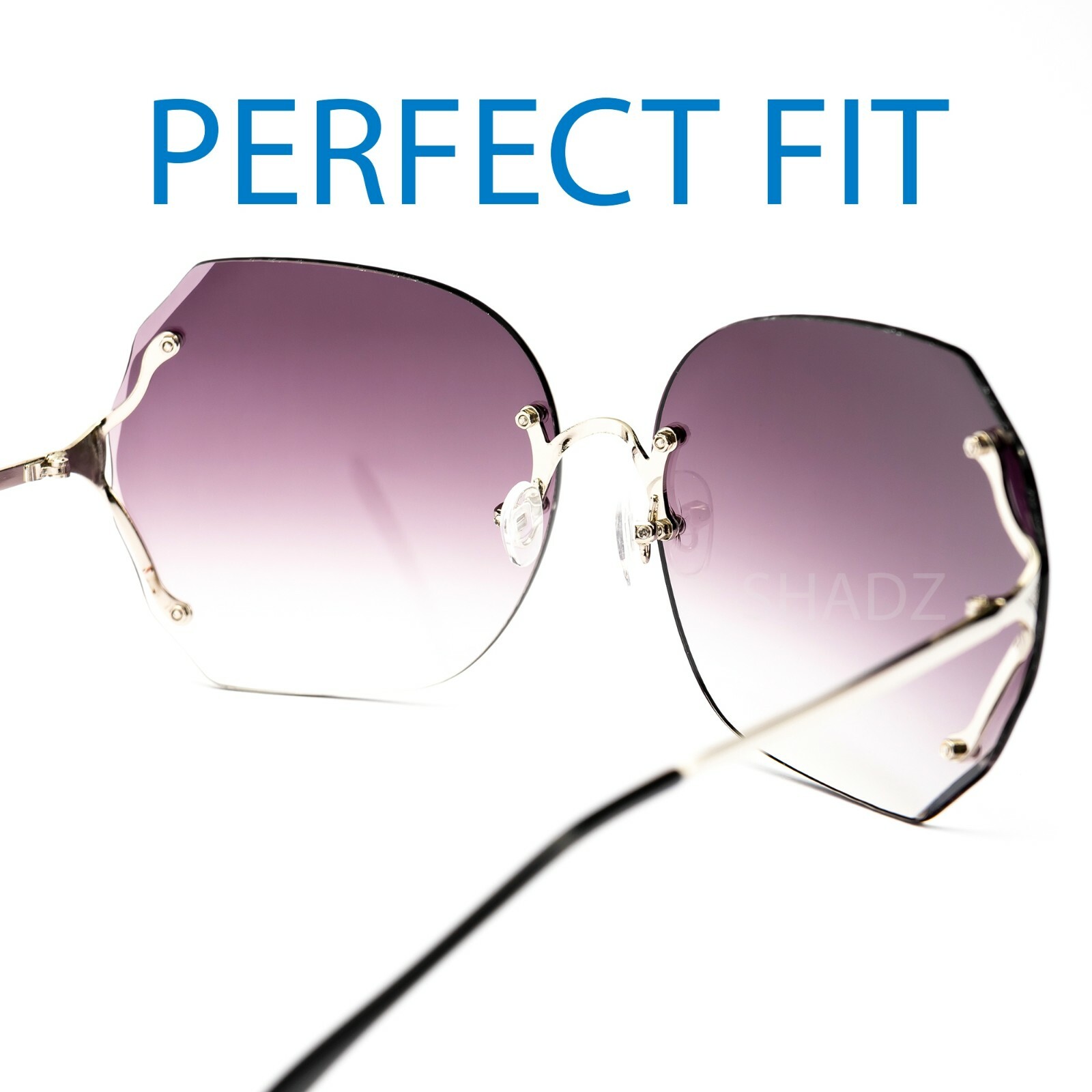 XXl HUGE BIG OVERSIZED “Rimless” Bolted Round Women Gradient Sunglasses SHADZ