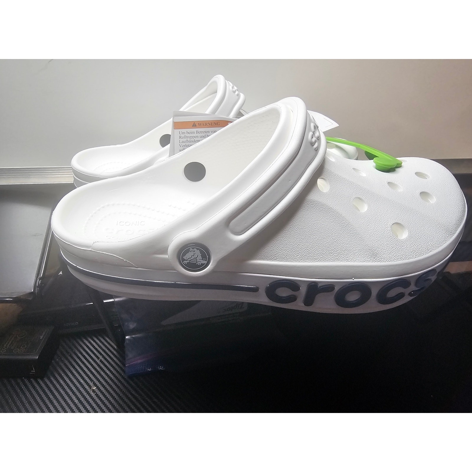 Crocs Bayaband Womens Slip-on Clogs Size 8 White Navy Water Friendly Lightweight