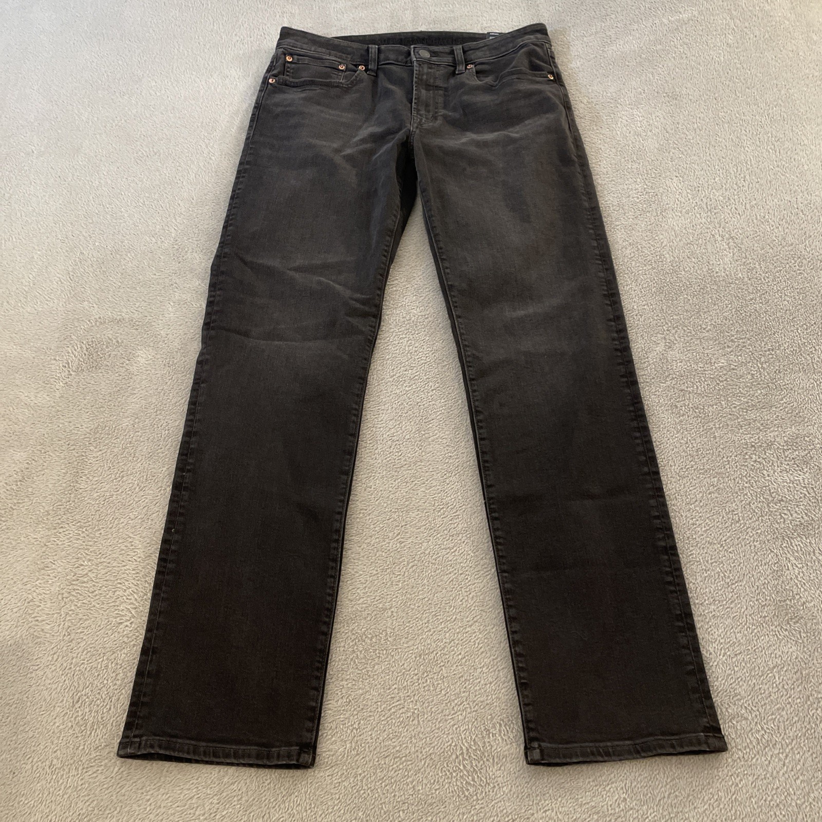 New American Eagle Athletic Straight Jeans Men’s 34×36 Black Airflex Stretch NWT
