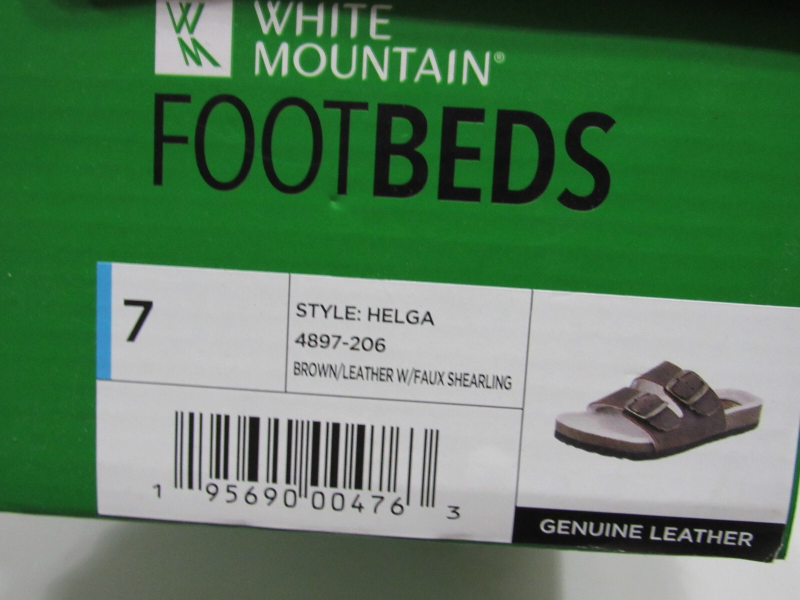 White Mountain Womens size 7 Oiled Leather Sherpa Lined Buckle Sandals Chestnut