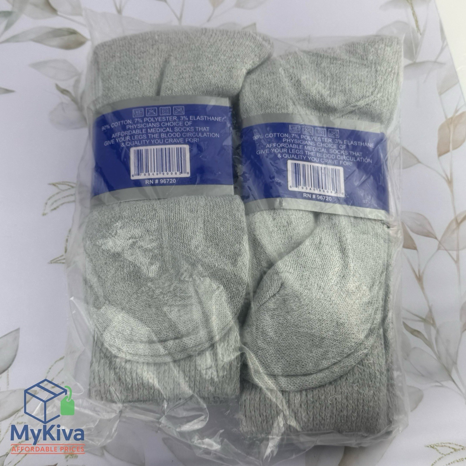 Diabetic crew socks men women gray 10-13 circulatory health cotton 6 pair pack