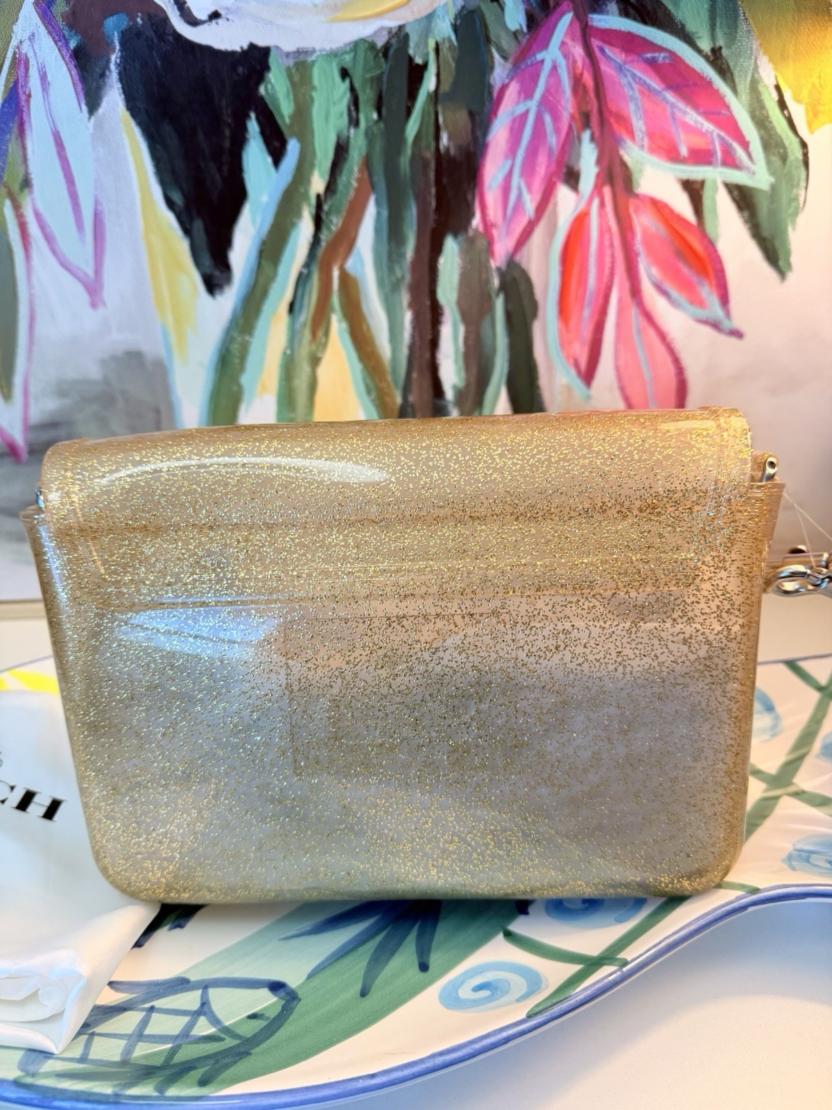 New 100% Authentic Coach Jelly Tabby Glittery Gold From the Runway Made In Italy