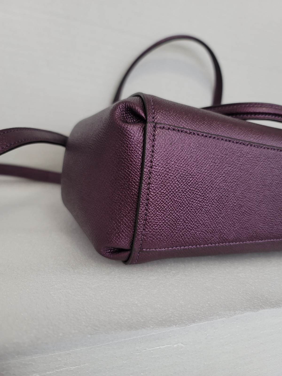 Coach Brook Carryall Shimmery Purple Satchel Top Handle Brass Hardware Logo