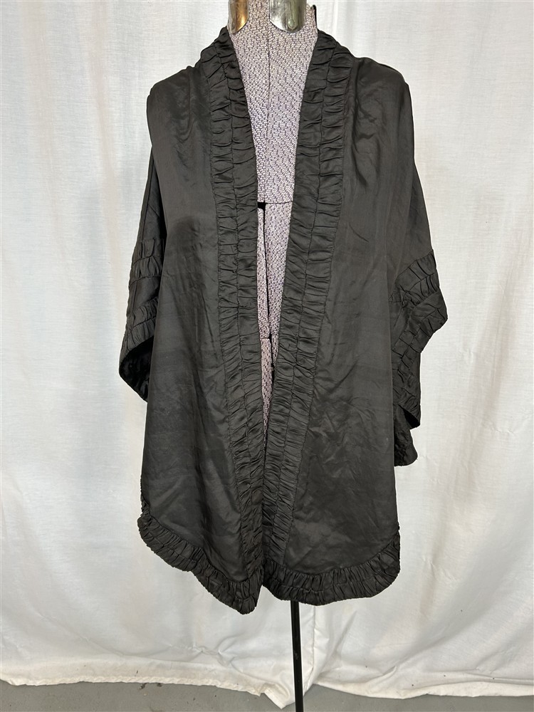 antique shawl cape bombazine black one size handmade Civil War Era real 1850